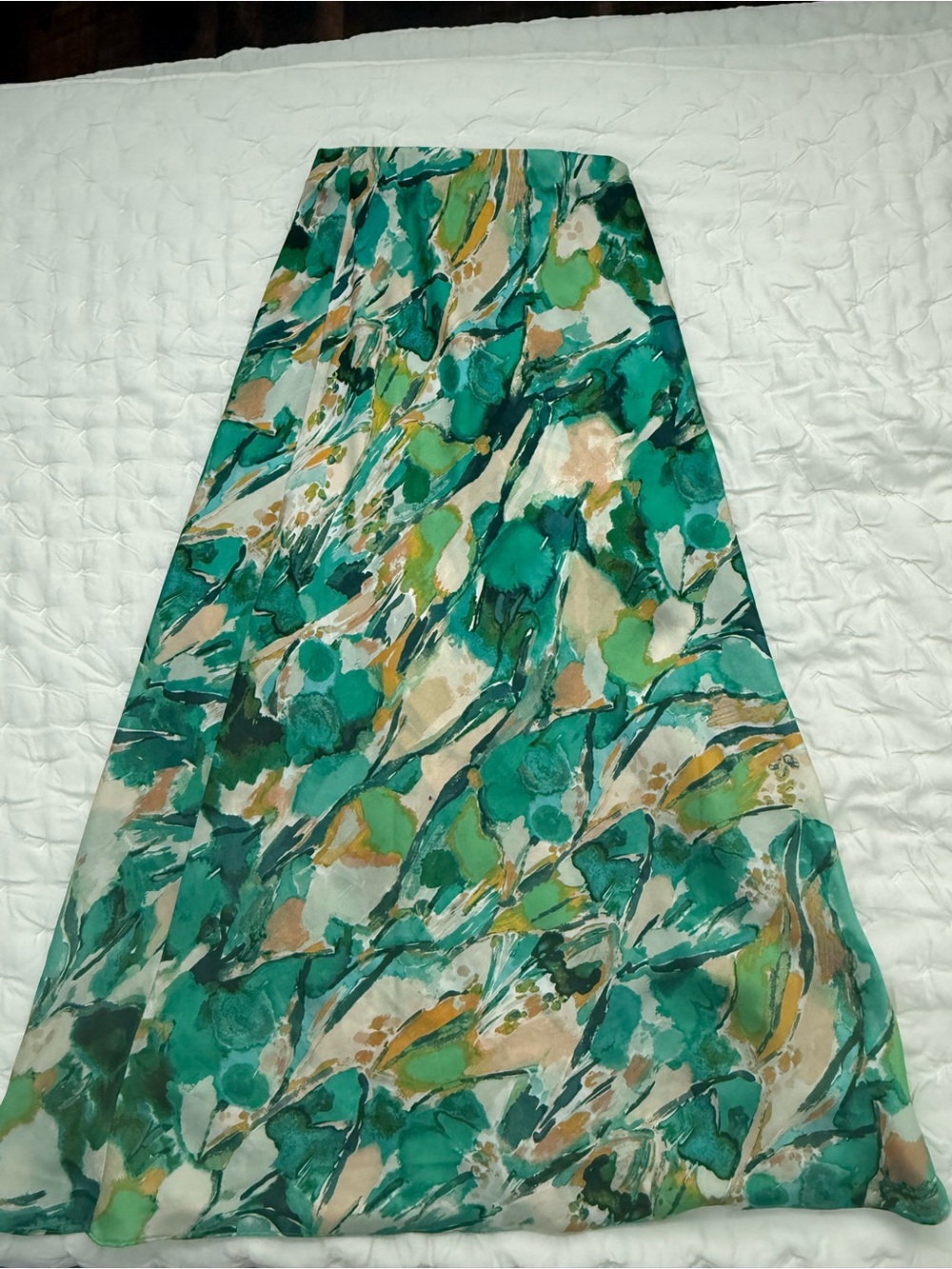 VICI Promesa Celestial Gardens Abstract Satin Maxi Skirt Green S